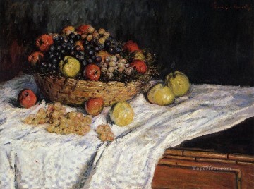 Cesta de frutas con manzanas y uvas Claude Monet Pinturas al óleo